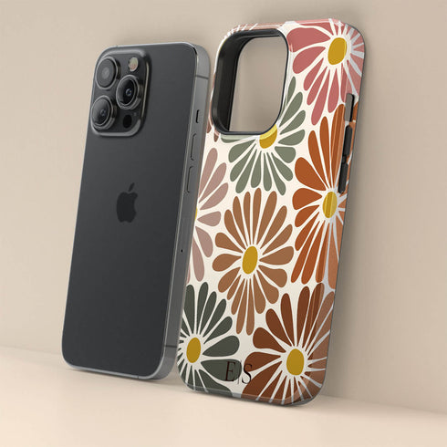 Custom Initials Abstract Flowers iPhone Case - V3
